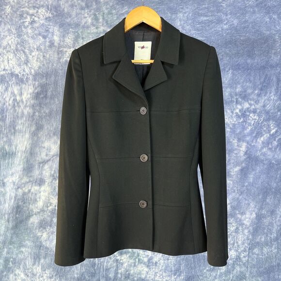 Vintage Womens Vertigo Paris Black Blazer Jacket Sz S - Picture 1 of 3